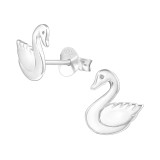 Swan - 925 Sterling Silver Kids Plain Ear Studs SD20854