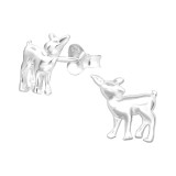 Deer - 925 Sterling Silver Kids Plain Ear Studs SD20880