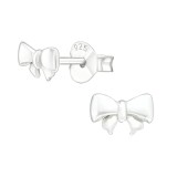 Bow - 925 Sterling Silver Kids Plain Ear Studs SD20892