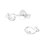 Whale - 925 Sterling Silver Kids Plain Ear Studs SD20895