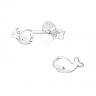 Whale - 925 Sterling Silver Kids Plain Ear Studs SD20895
