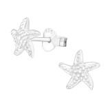 Star Fish - 925 Sterling Silver Kids Plain Ear Studs SD21400