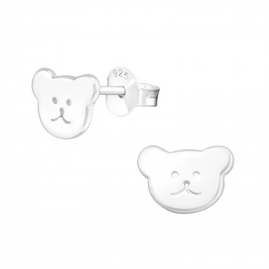 Bear - 925 Sterling Silver Kids Plain Ear Studs SD21404