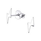 Lightning Bolt - 925 Sterling Silver Kids Plain Ear Studs SD21408