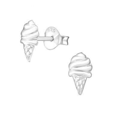 Ice Cream - 925 Sterling Silver Kids Plain Ear Studs SD21410