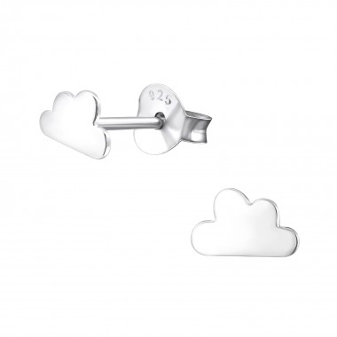 Cloud - 925 Sterling Silver Kids Plain Ear Studs SD21412