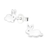 Rabbit - 925 Sterling Silver Kids Plain Ear Studs SD22395