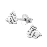 Rabbit - 925 Sterling Silver Kids Plain Ear Studs SD23218