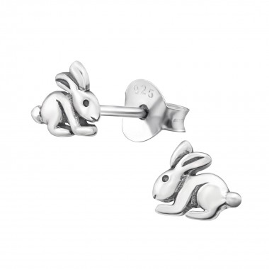 Rabbit - 925 Sterling Silver Kids Plain Ear Studs SD23218