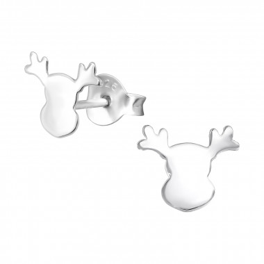 Deer - 925 Sterling Silver Kids Plain Ear Studs SD23405