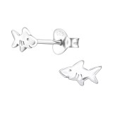 Shark - 925 Sterling Silver Kids Plain Ear Studs SD24774