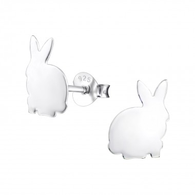 Rabbit - 925 Sterling Silver Kids Plain Ear Studs SD24978