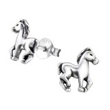 Horse - 925 Sterling Silver Kids Plain Ear Studs SD26814