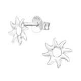 Sun - 925 Sterling Silver Kids Plain Ear Studs SD26818