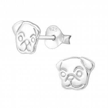 Dog - 925 Sterling Silver Kids Plain Ear Studs SD26943