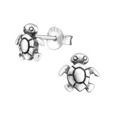 Turtle - 925 Sterling Silver Kids Plain Ear Studs SD27758