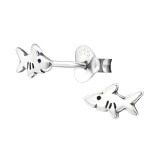 Shark - 925 Sterling Silver Kids Plain Ear Studs SD28267