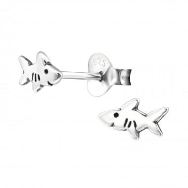 Shark - 925 Sterling Silver Kids Plain Ear Studs SD28267