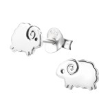 Sheep - 925 Sterling Silver Kids Plain Ear Studs SD29017