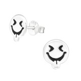 Silly Face - 925 Sterling Silver Kids Plain Ear Studs SD29342