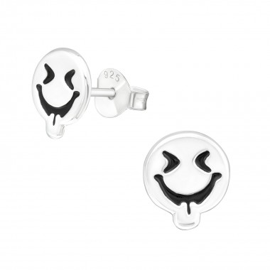 Silly Face - 925 Sterling Silver Kids Plain Ear Studs SD29342