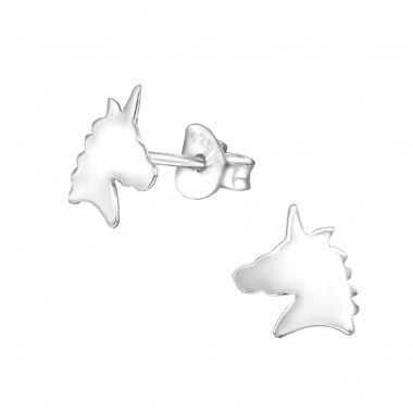 Unicorn - 925 Sterling Silver Kids Plain Ear Studs SD29629