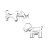 Dog & Bone - 925 Sterling Silver Kids Plain Ear Studs SD30245