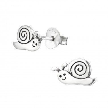 Snail - 925 Sterling Silver Kids Plain Ear Studs SD31189