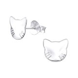 Cat - 925 Sterling Silver Kids Plain Ear Studs SD31992