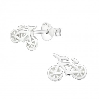 Bicycle - 925 Sterling Silver Kids Plain Ear Studs SD32171