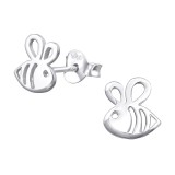 Bee - 925 Sterling Silver Kids Plain Ear Studs SD32173