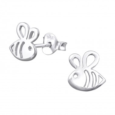 Bee - 925 Sterling Silver Kids Plain Ear Studs SD32173