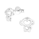 Monkey - 925 Sterling Silver Kids Plain Ear Studs SD32177