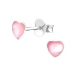 Heart - 925 Sterling Silver Kids Plain Ear Studs SD33025