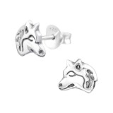 Wolf - 925 Sterling Silver Kids Plain Ear Studs SD33628