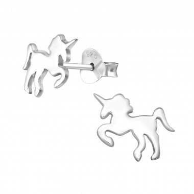Unicorn - 925 Sterling Silver Kids Plain Ear Studs SD33792
