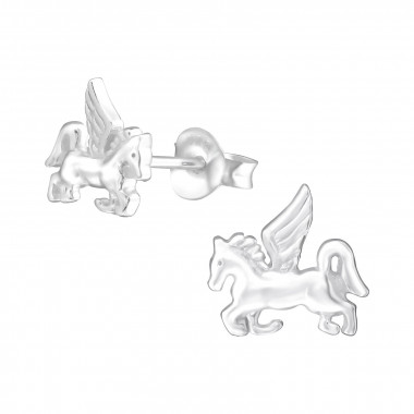 Unicorn - 925 Sterling Silver Kids Plain Ear Studs SD36674