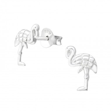 Flamingo - 925 Sterling Silver Kids Plain Ear Studs SD37344