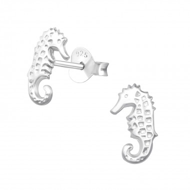 Seahorse - 925 Sterling Silver Kids Plain Ear Studs SD37348