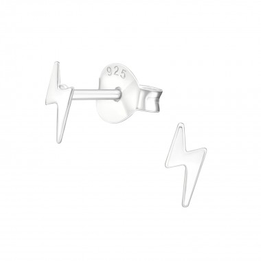 Lightning Bolt - 925 Sterling Silver Kids Plain Ear Studs SD38457