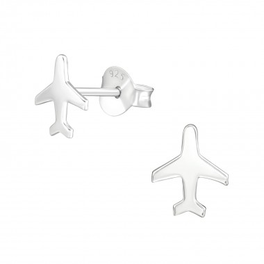 Plane - 925 Sterling Silver Kids Plain Ear Studs SD38462