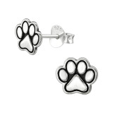 Paw Print - 925 Sterling Silver Kids Plain Ear Studs SD39193