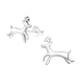 Reindeer - 925 Sterling Silver Kids Plain Ear Studs SD39538