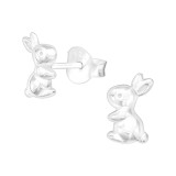 Rabbit - 925 Sterling Silver Kids Plain Ear Studs SD39949