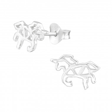 Unicorn - 925 Sterling Silver Kids Plain Ear Studs SD39968