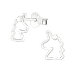 Unicorn - 925 Sterling Silver Kids Plain Ear Studs SD39972