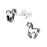 Horse - 925 Sterling Silver Kids Plain Ear Studs SD39976