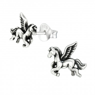 Pegasus - 925 Sterling Silver Kids Plain Ear Studs SD39983