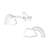 Rainbow - 925 Sterling Silver Kids Plain Ear Studs SD40466