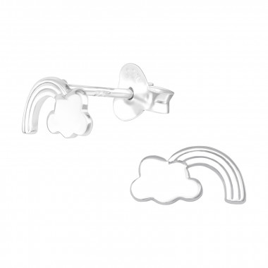 Rainbow - 925 Sterling Silver Kids Plain Ear Studs SD40466